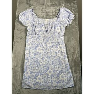 Derek Heart Dress Women's XL Floral Periwinkle And White
